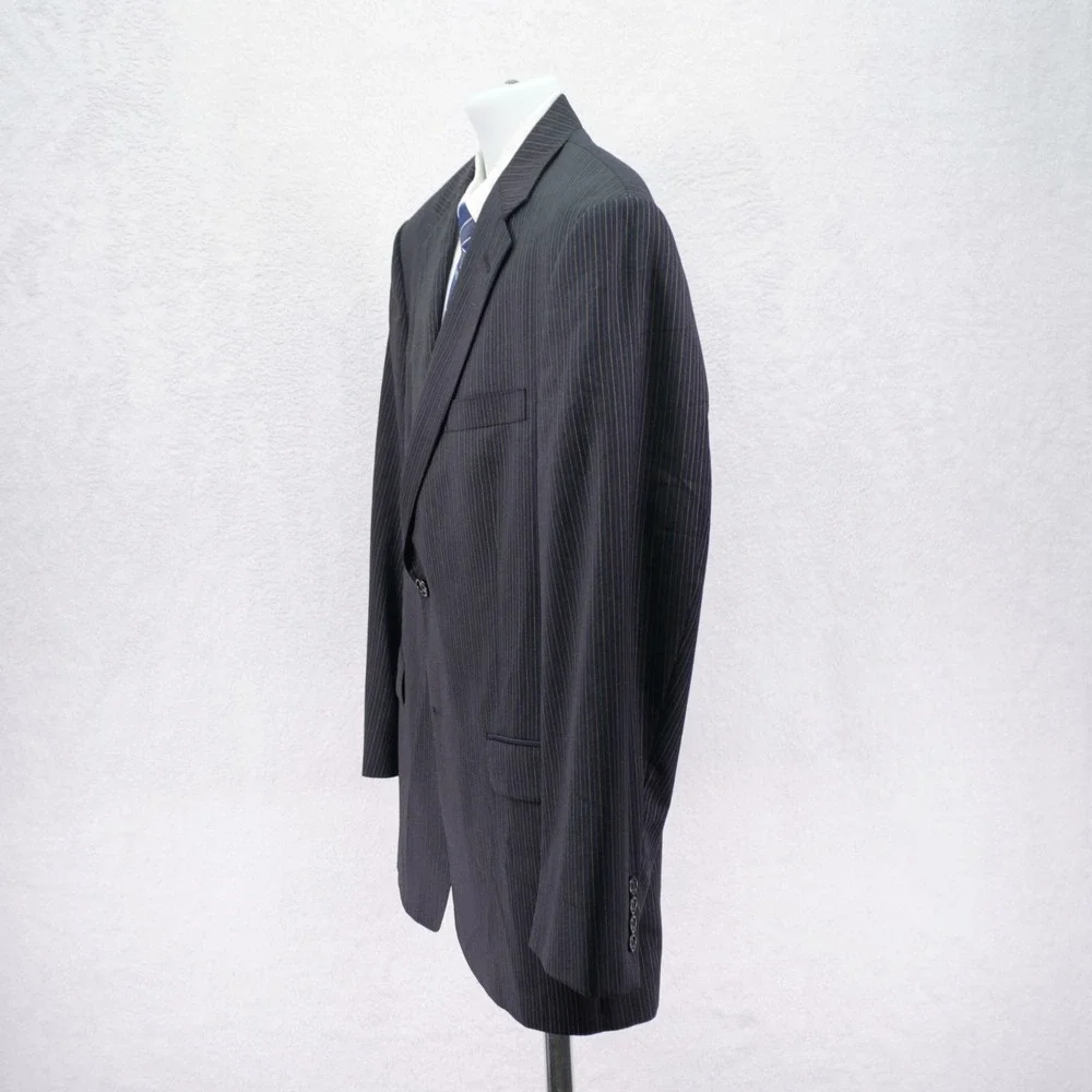Hart Schaffner Marx 1887 Wool 2 Piece Suit Gray Striped -40R  37 / 30- Pleated H